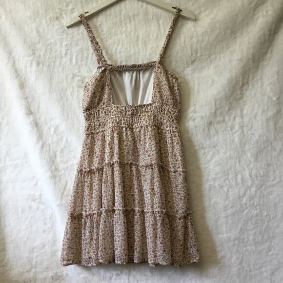 Trixxi Tan Floral-Print Chiffon Tiered Fit & Flare Dress - Picture 7 of 12